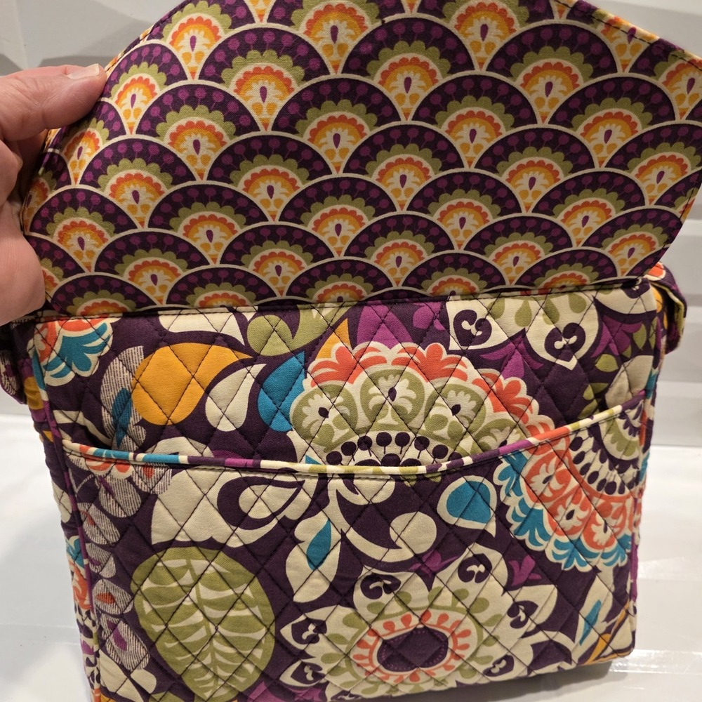 Vera Bradley PLUM CRAZY Hipster Purse Shoulder Crossbody Purple Floral Organizer - Picture 8 of 14
